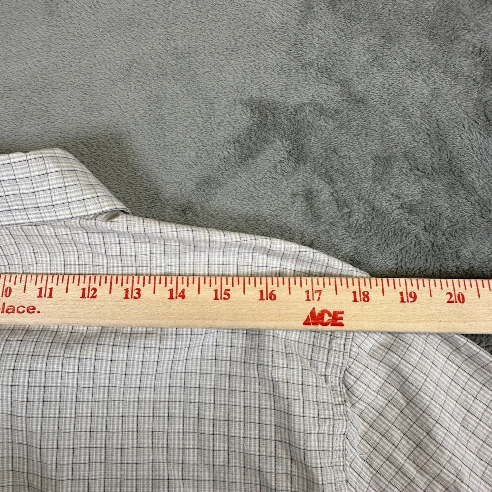 The North Face Mens Grey White Micro Grid Cotton Short Sleeve Button Down M